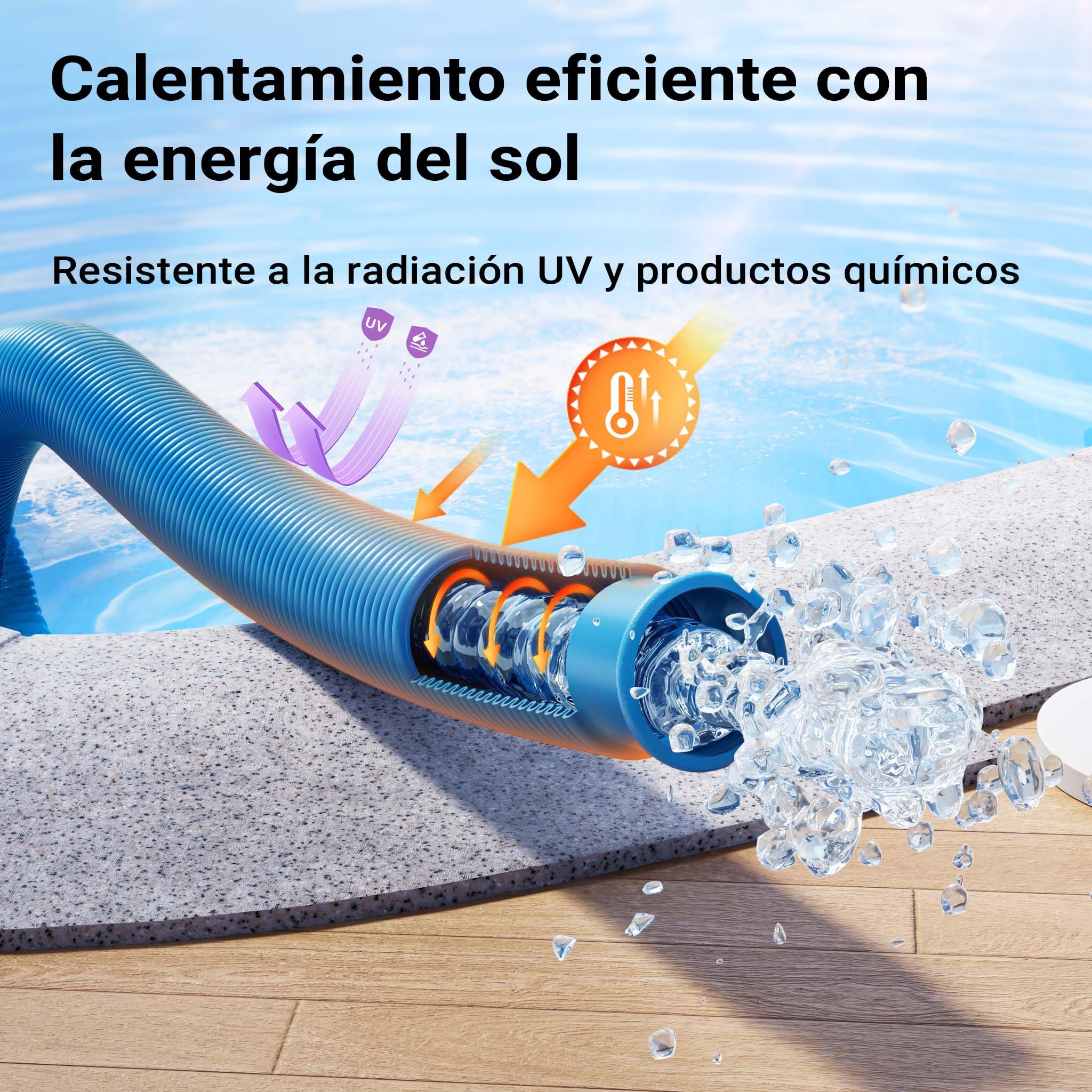 WilTec Manguera de Piscina 30 m ⌀32 mm 165 g/m Azul con Manguitos, Manguera de Bomba para Piscinas, Tubo de aspiración, Manguera Solar