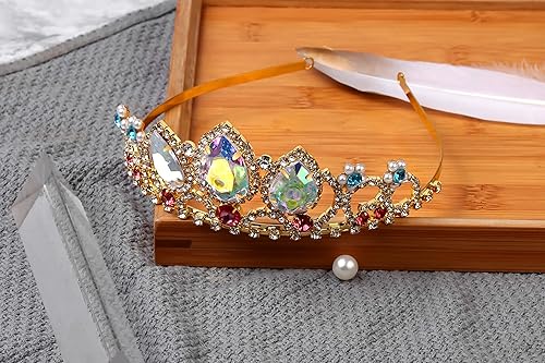 Miniatura 2 de Corona de princesa para niñas, tiara de cristal brillante, corona dorada brillante, accesorios para el cabello, tiara de boda para niñas, regalos de