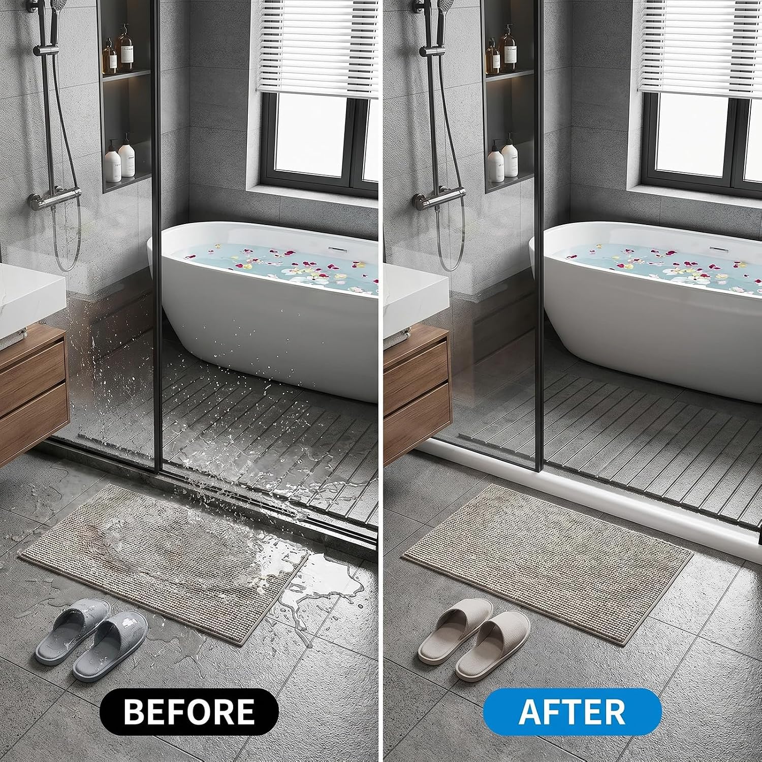 197 Inch Transparent Shower Threshold, Self-Adhesive, Waterproof & Flexible | Water Dam Stopper, Seal Strip, Silicone Shower Base Water Guard for Bathroom Tile, Home, Bathtub and Wet Floor