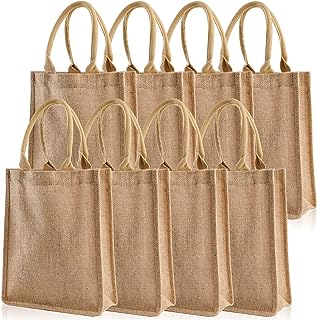 DEAYOU 8 Pack Jute Burlap Tote Bags, Burlap Gift Tote with Handles, Jute...