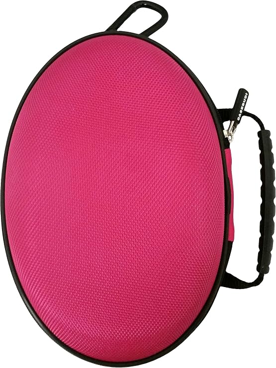Oval Hard Shell Headphone Carrying Case | Travel Pouch Protection Compatible with Foldable Headphones | Pink Ballistic Nylon