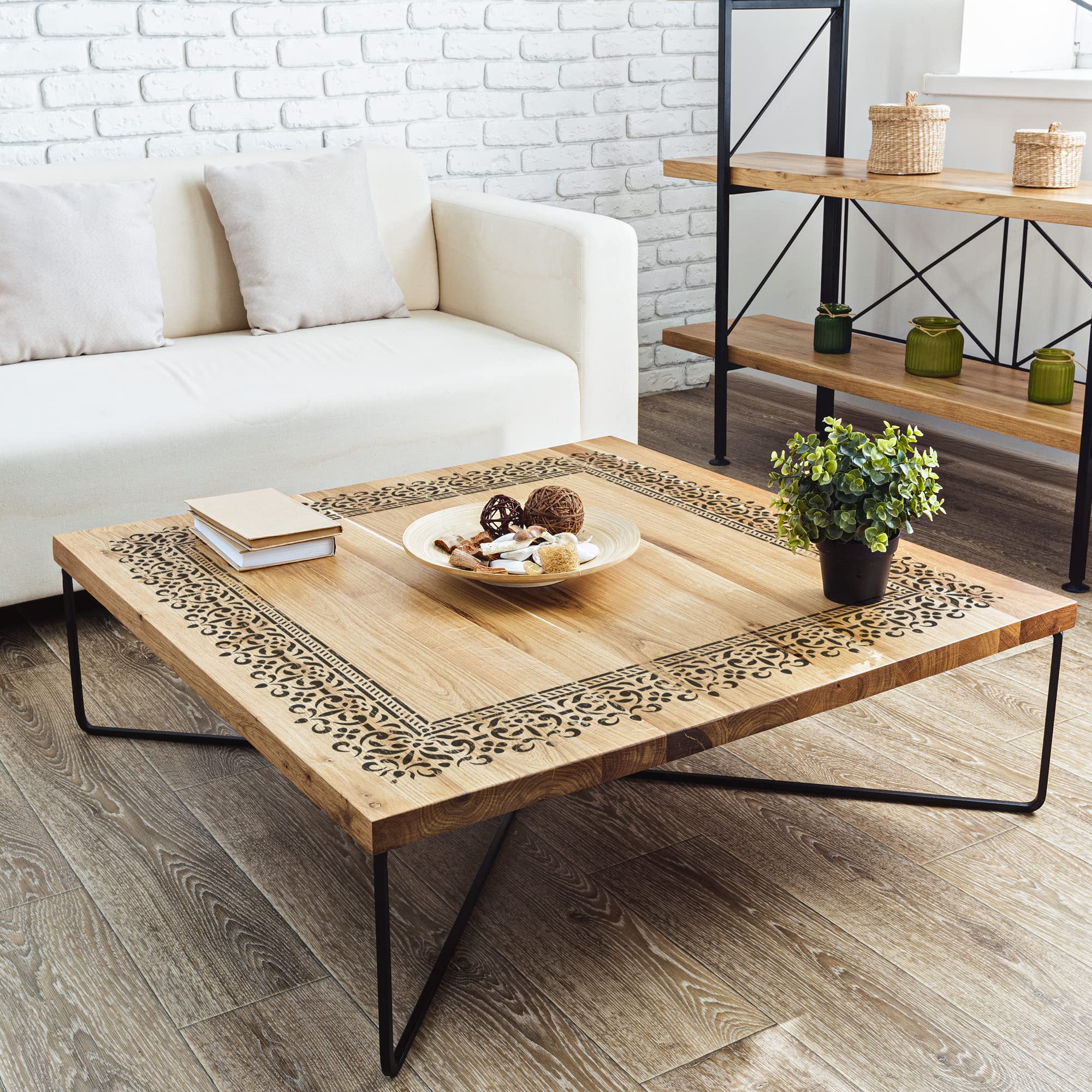 NAKLEO Stencil per Pittura 59x95cm, Confine Angolo Ornament Modello per Pareti Grandi Dimensioni, Plastica e Riutilizzabile Fai Da Te Artigianato Decorazioni Casa, Muro Legno Tessuto Mobili