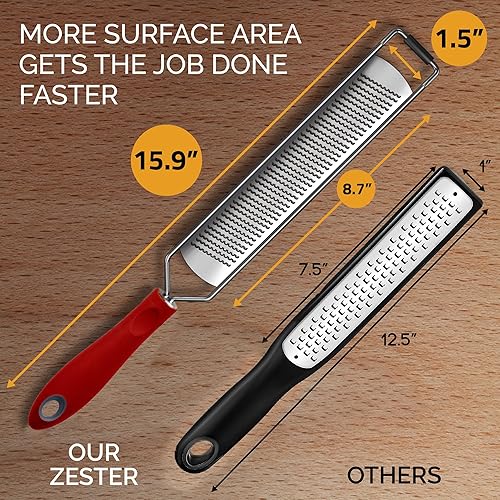 Miniatura 8 de Premium Kitchen Limón y queso parmesano Zester - Espiralizador versátil para frutas, verduras, ajo y cítricos - La mejor trituradora y peladora de