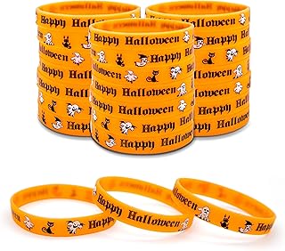Lesnala 24 pcs Halloween Luminous Silicone Wristband for Kid Halloween Gifts Halloween Party Favor and Goodie Bag Fillers Supply.