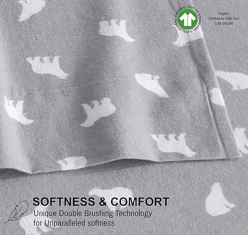 Miniatura 3 de RUVANTI Sábanas de franela 100 % algodón, 4 piezas, tamaño King, bolsillo profundo, cálidas, súper suaves, transpirables, absorben la humedad, para