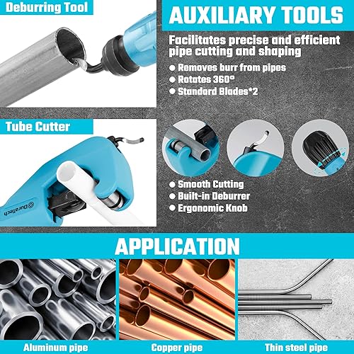Miniatura 4 de DURATECH Juego de dobladora de tubos, dobladora de tubos de trinquete de 1/4"-7/8" O.D. con cortador de tuberías y herramienta de desbarbado