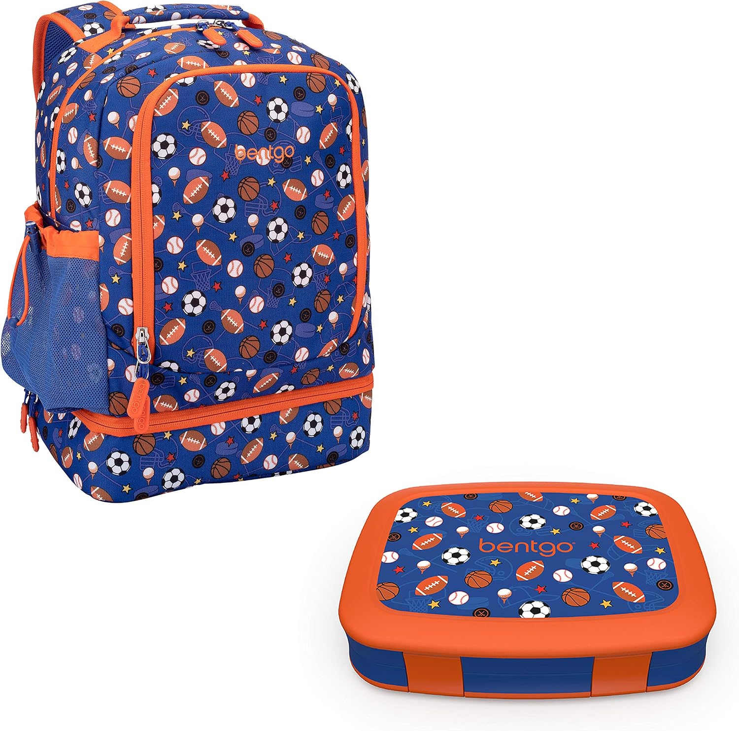 Bentgo 2-in-1 Backpack & Insulated Lunch Bag Set With Kids Prints Lunch Box (Sports)