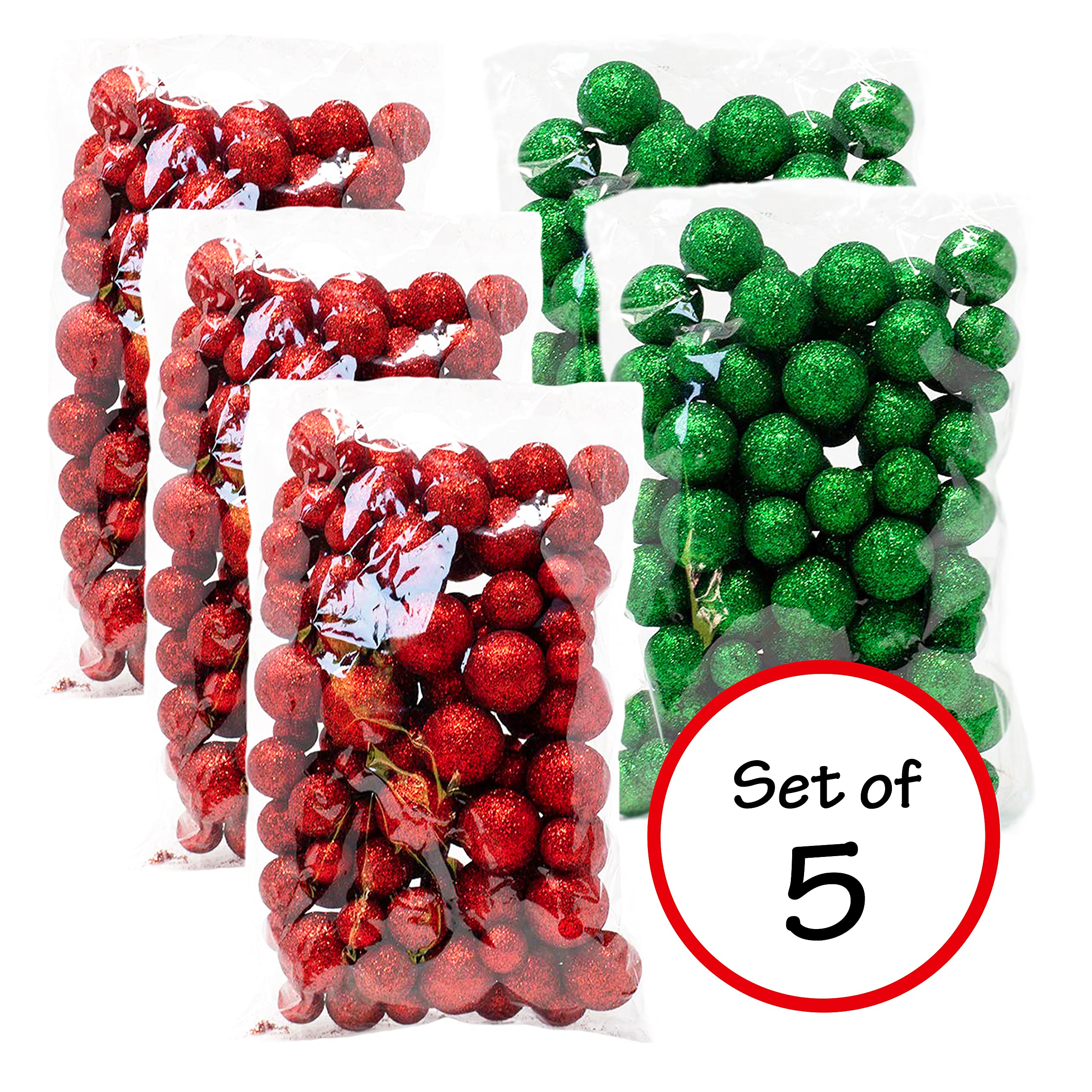 Red Foam Balls Christmas Ball Ornaments 24 Pack Glitter Vase Filler Decorative Balls - Table Scatter Decorations - Party Décor Christmas Decorations Tree Balls Xmas Hanging Balls