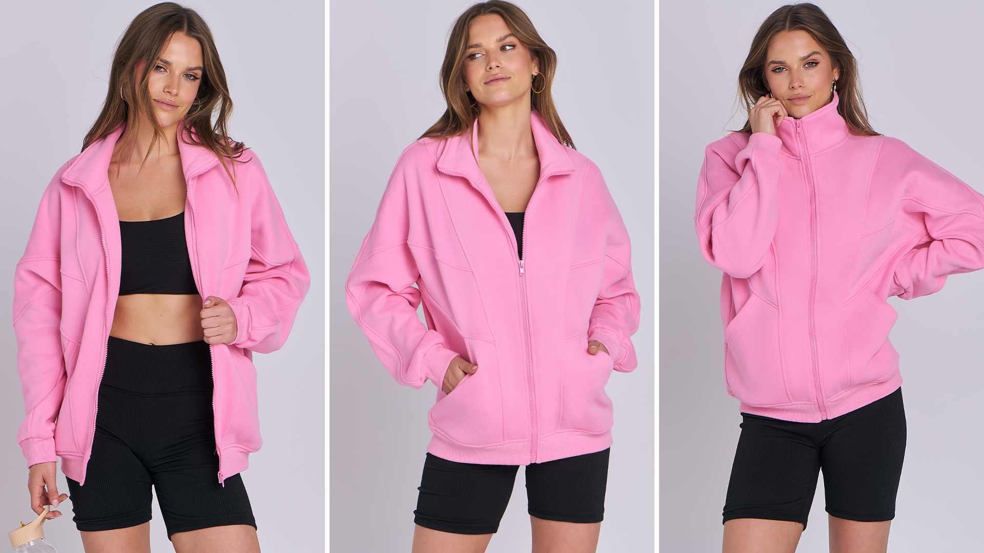 ANRABESS Women's Oversized Full Zip Up Sweatshirts Jacket 2026
