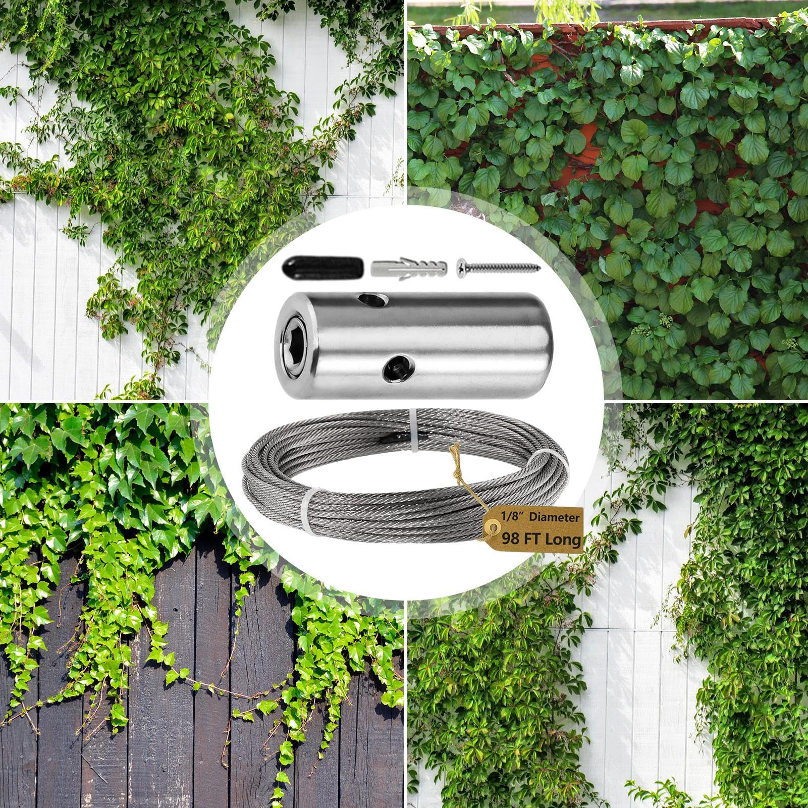 Kit de rejilla de pared de acero inoxidable para jardín, de jardín al aire | libre, kit de rejilla de pared de alambre portátil con todas las llaves, una pared verde, anclajes de