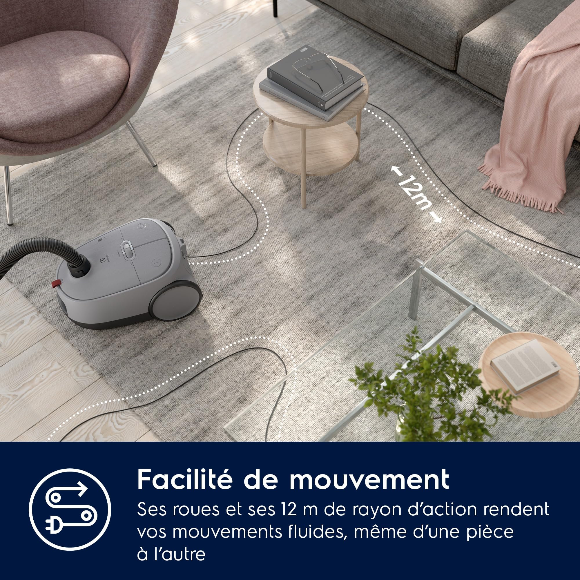 Electrolux 600 Aspirateur traineau avec Sac, Kit pour Poils d'animaux, 1x Filtre Hygiène HEPA 12 Lavable, Cordon 12m XXL, EB61A5UG, Gris