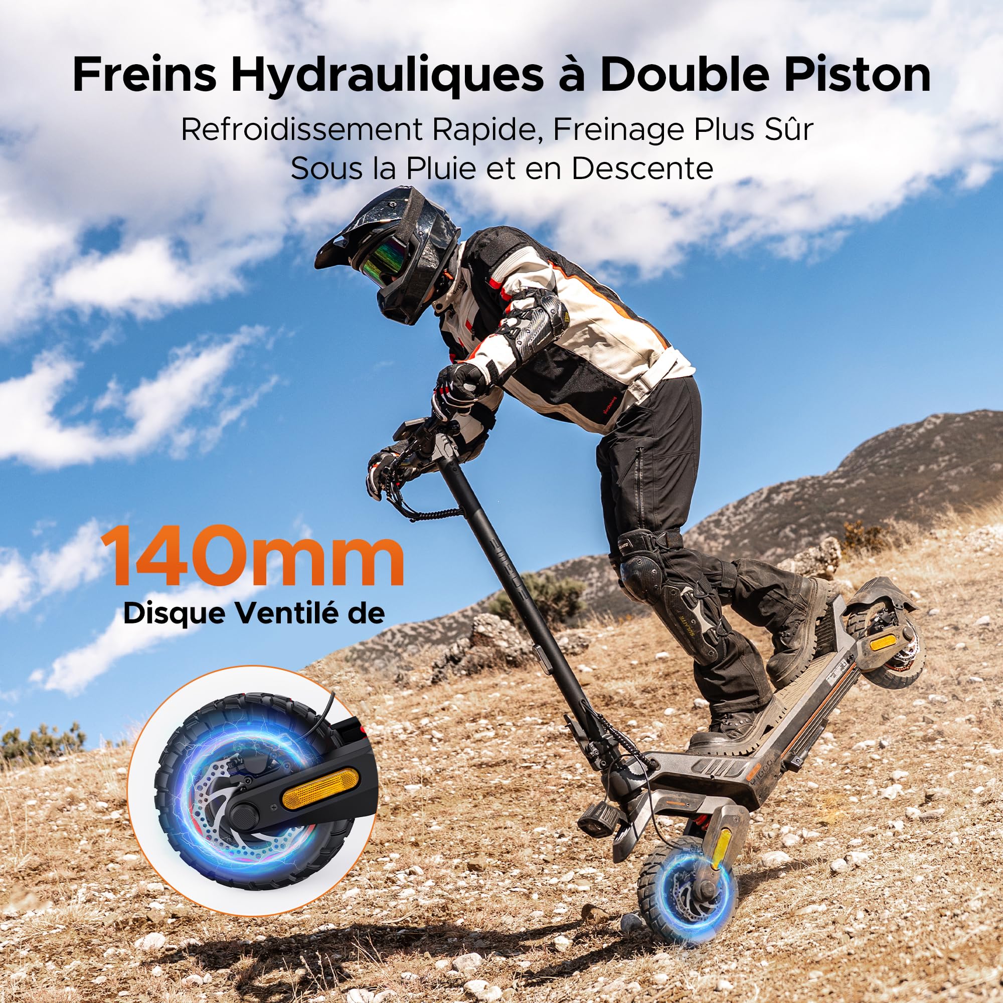 ENGWE Trottinette Électrique Pliable, 2400W avec Batterie 52 V 22.5 Ah | NFC et Bluetooth, Navigation Intelligente, Autonomie 100 km, Freins Hydrauliques, Système de Suspension Tout-Terrain, Y1000