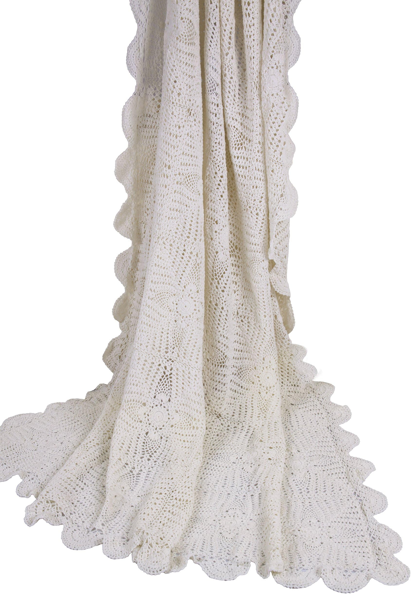 Georgia Crochet Throw, 60 by 70-Inch, Taupe