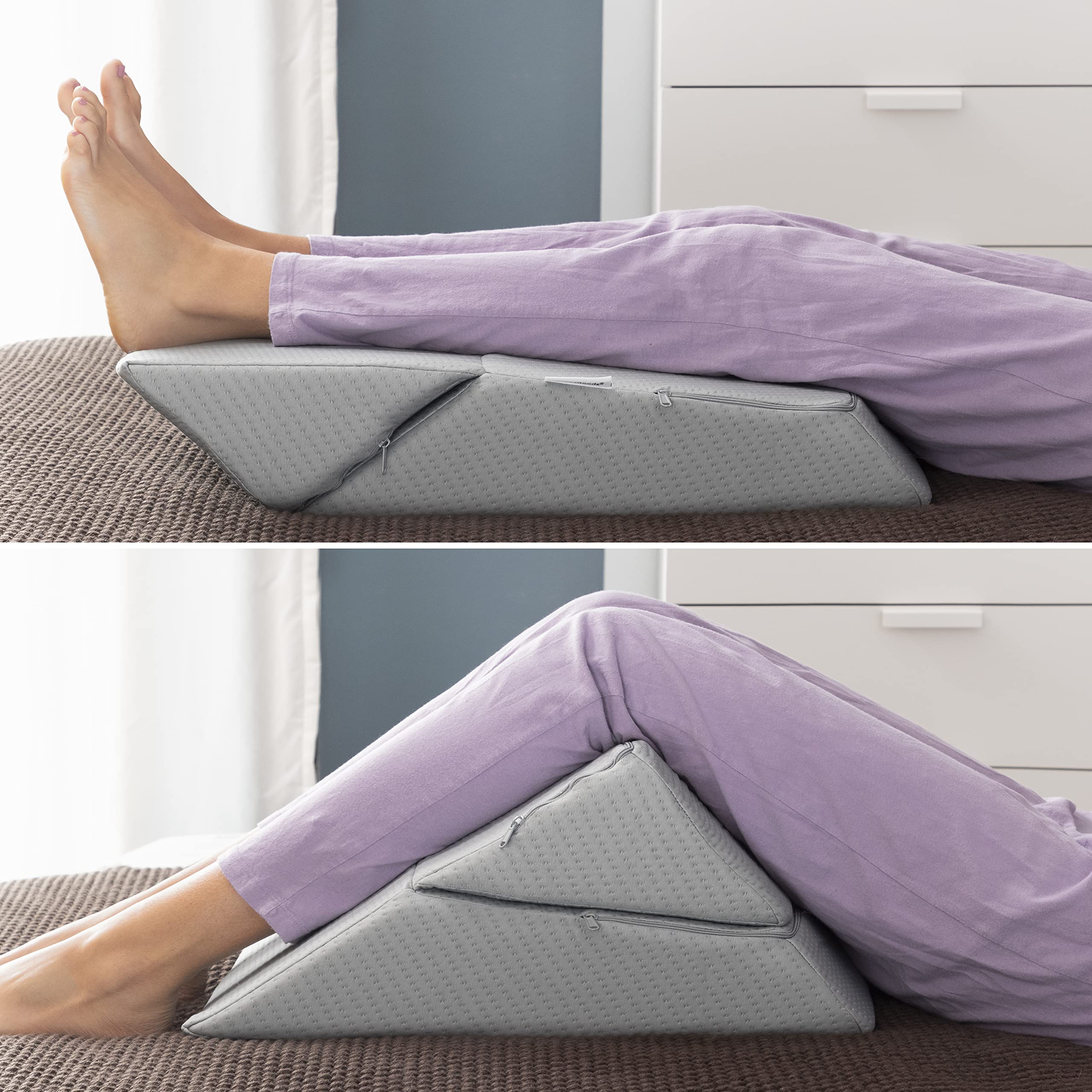 InnovaGoods - Cuscino Triangolare Ergonomico Multiposizione, Memory Foam Ad Alta Densità, Ideale per Lettura e Relax, Rimovibile e Lavabile, Grigio, Mediano, Memory Foam