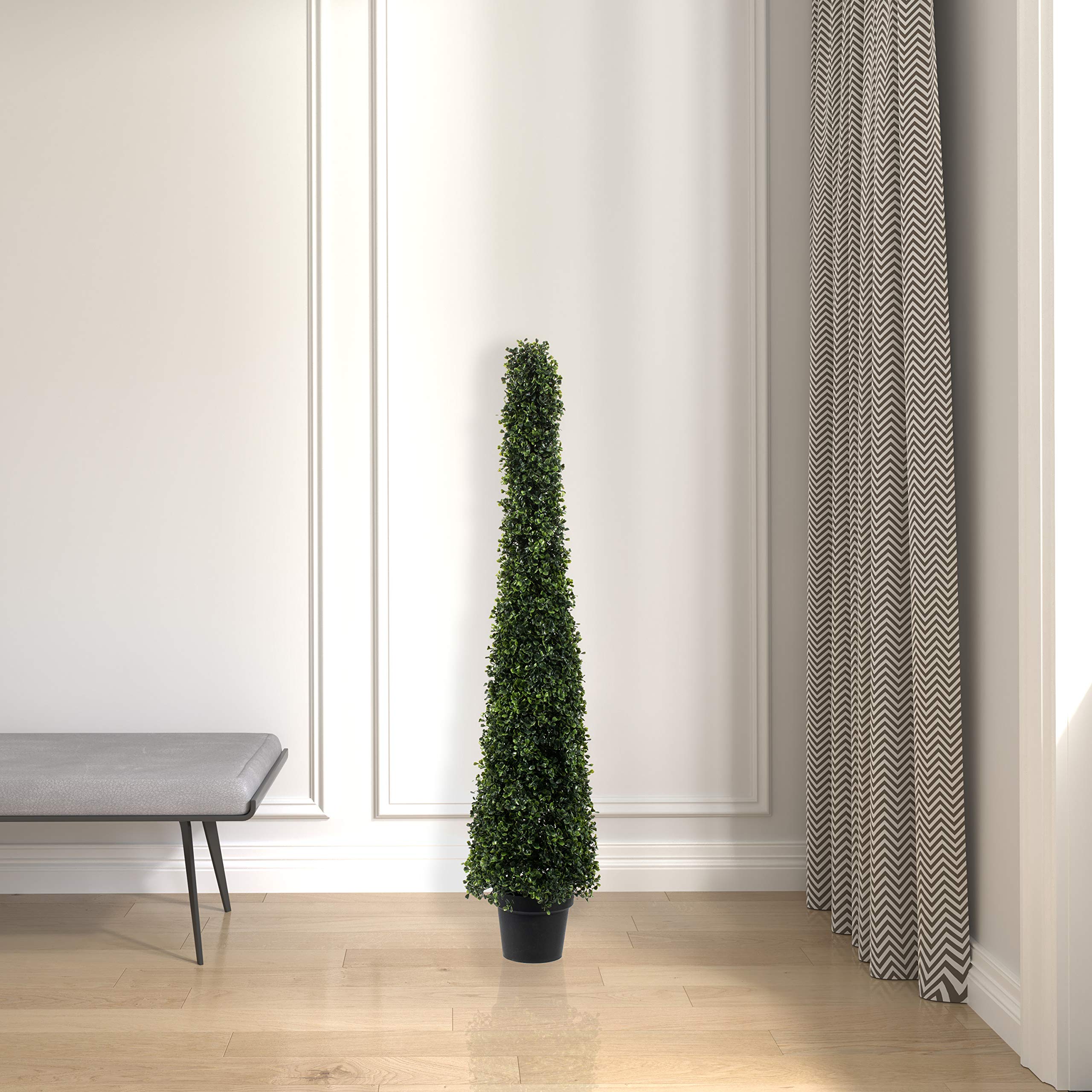 OAZALDA Albero topiaria artificiale a forma di coniglio, 88,9 cm, resistente ai raggi UV, pianta topiaria in finto bosso per decorazione portico (set da due