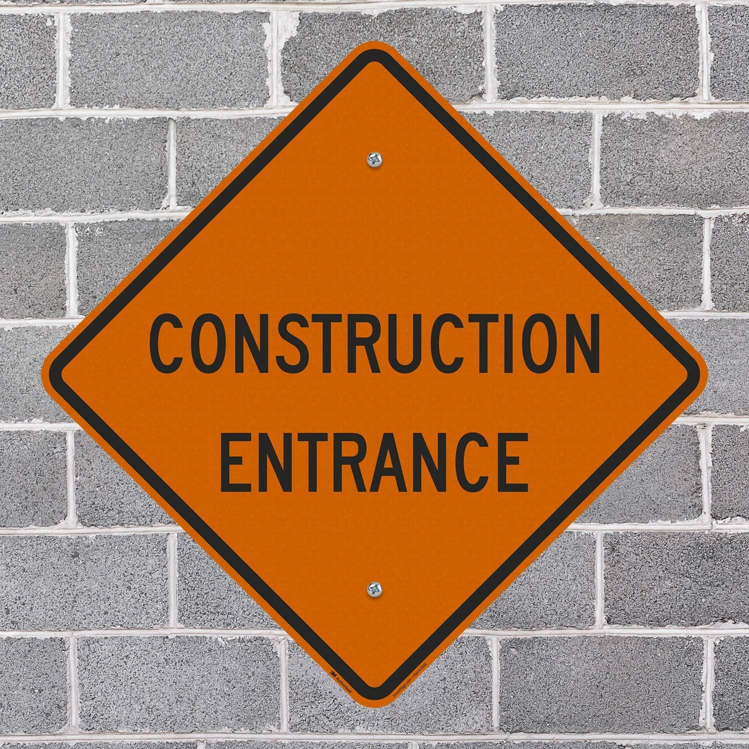 SmartSign "Construction Entrance" Sign | 24" x 24" 3M Engineer Grade Reflective Aluminum