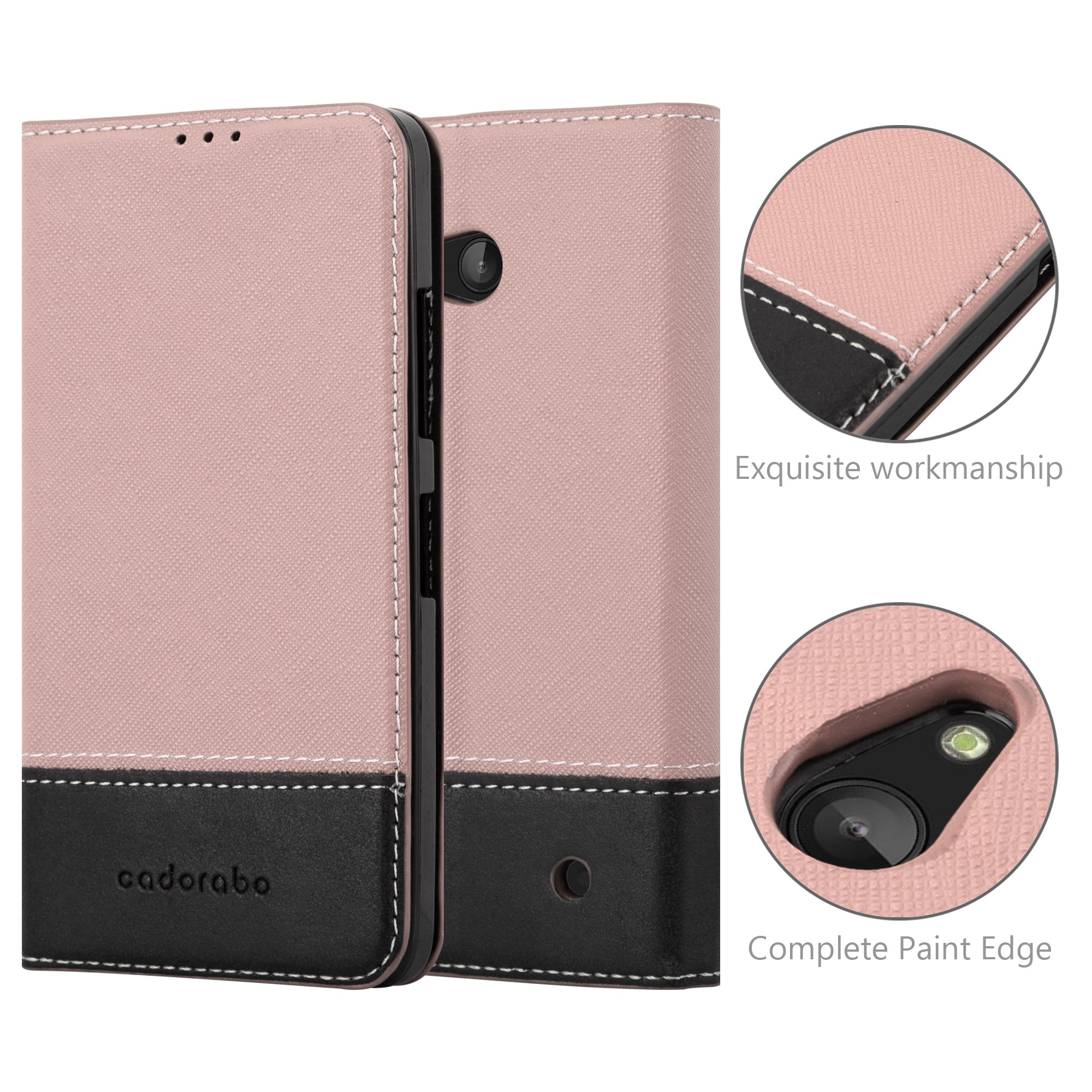 Cadorabo Cover Libro Portafoglio Per Nokia Lumia 625, Con Chiusura Magnetica E Vani Carte, Colore Oro Rosato E Nero