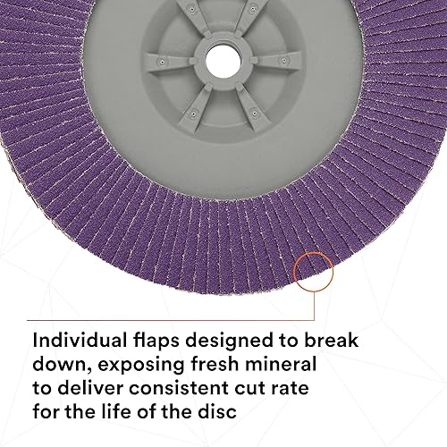 Miniatura 79 de 3M Disco de solapa 769F, tipo 27, 80+, 4-1/2 in x 7/8 in, abrasivo de alto rendimiento, disco de pulido y acabado de grano de precisión de cerámica