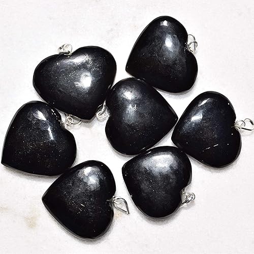 Miniatura 3 de Zenergy Gems - Collar con dije de corazón, piedras preciosas naturales del Himalaya en forma de corazón + cadena de plata de 20 + corazón de carga