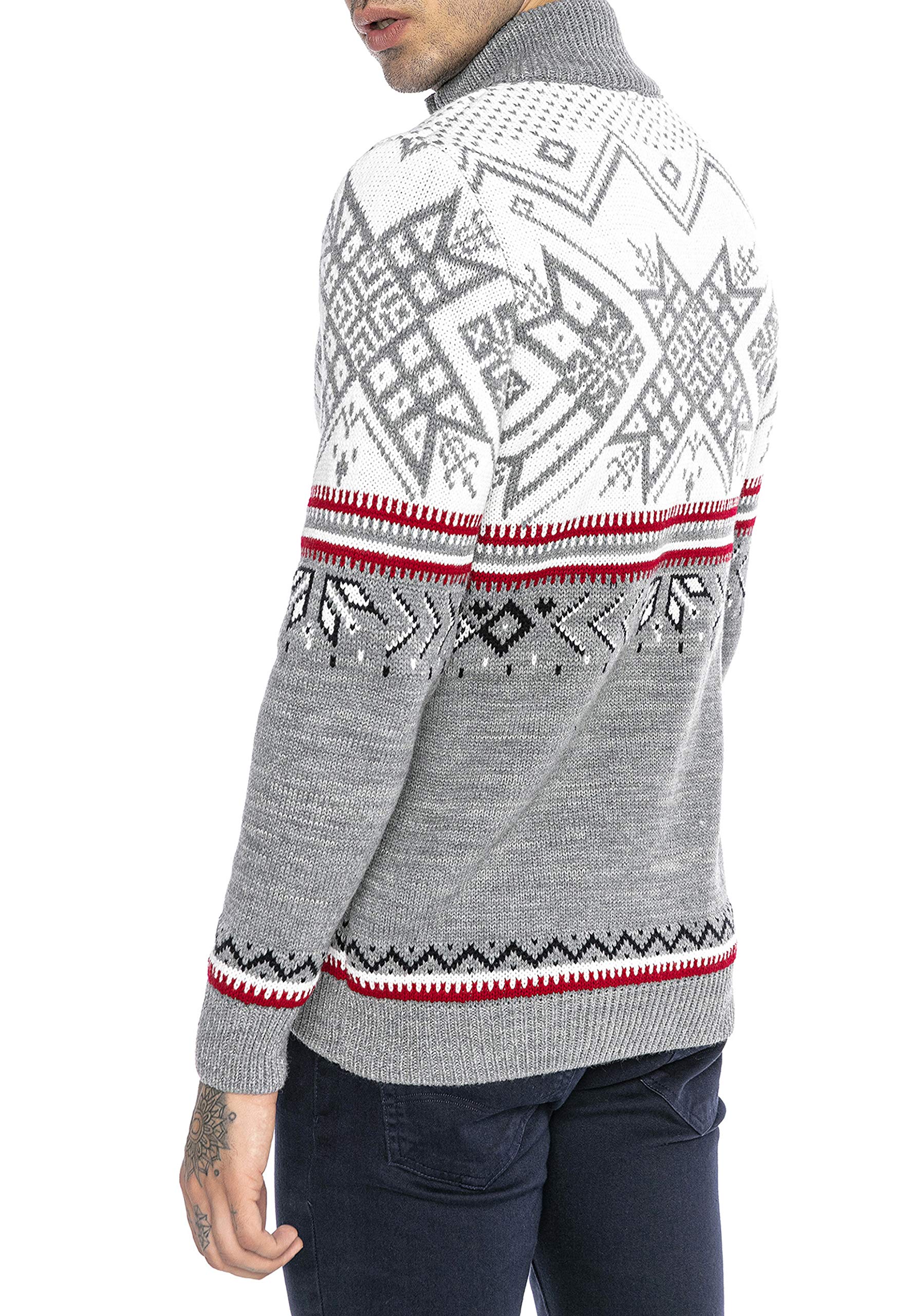 Redbridge Strickpullover für Herren Norweger Pullover Stehkragen Reißverschluss
