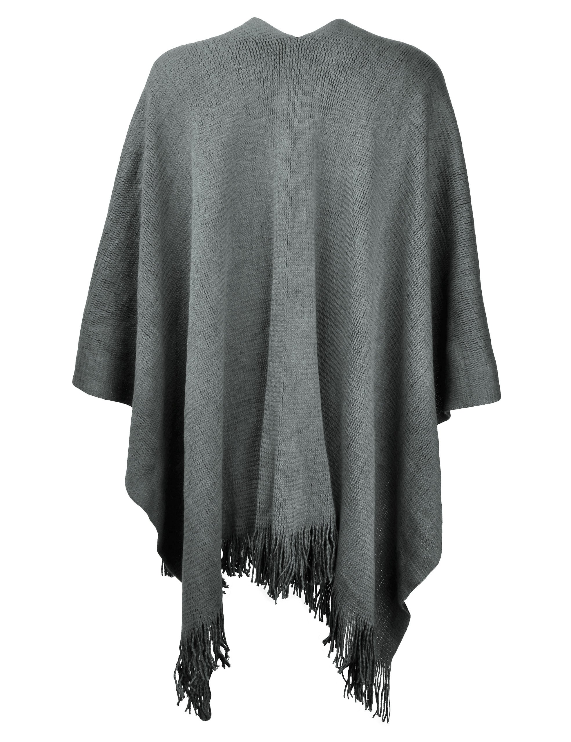 ZLYC Donna Caldo Poncho Retrò Sfrangiata Mantella per Primavera Autunno Inverno