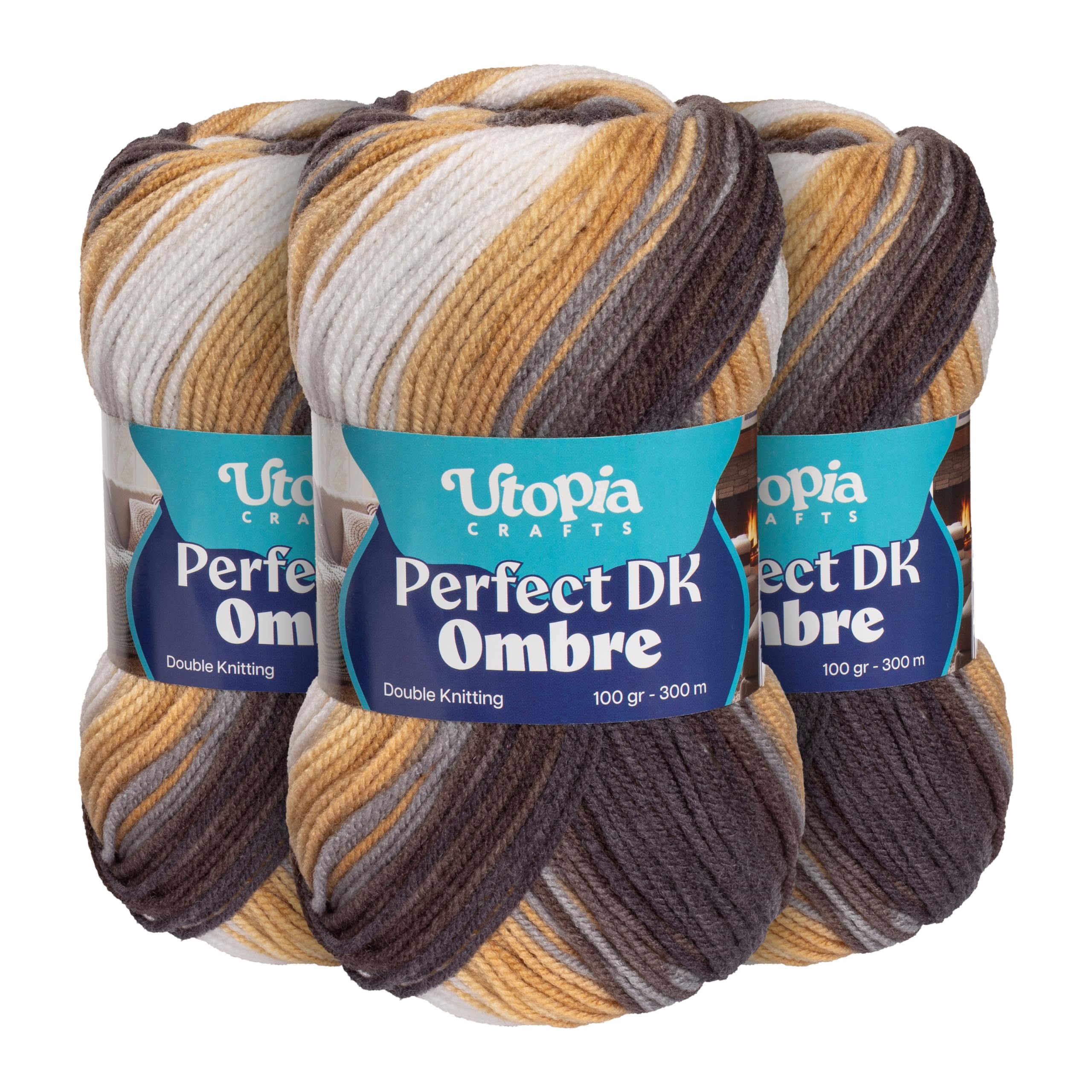 Utopia Crafts DK Ombre Multicolour Double Knitting Yarn 3X 100g (003)
