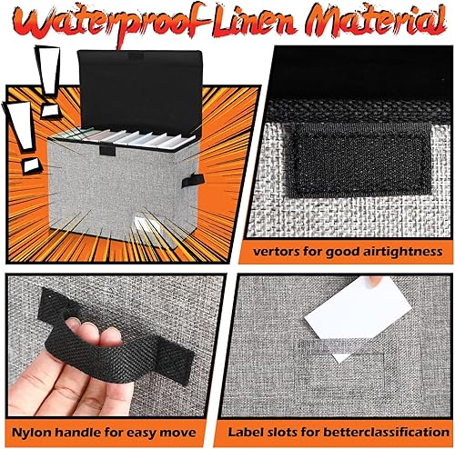 Miniatura 4 de Chuangdi 6 cajas de almacenamiento de cómics, caja corta plegable de cómic con tapa, contenedor de 15.8 x 7.9 x 11.4 pulgadas con capacidad para 150