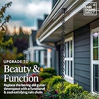 Vista 2 de Rain Chains Direct - Cadena de lluvia moderna en bucle - 8.5 pies - Aluminio negro resistente con recubrimiento en polvo - Cadenas de lluvia premium