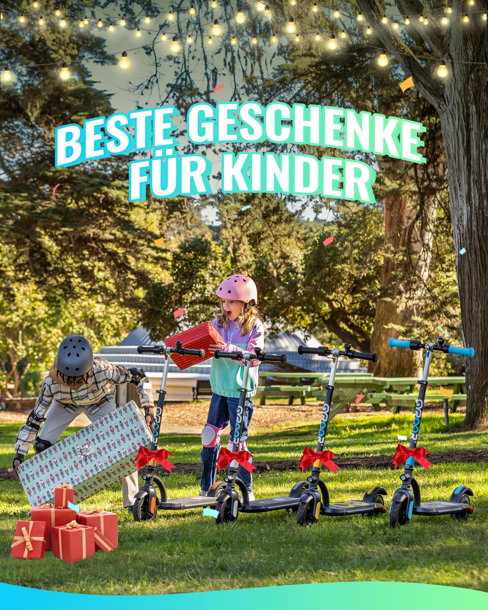Gyroor E-Scooter Kinder (8-12-16 Jahre), Doppelbremse Elektroroller für Kinder 16Km/h, LED-Anzeige,180W Motor Höhenverstellbarer E Roller Kinder, Geschenk für Kinder und Jugendliche
