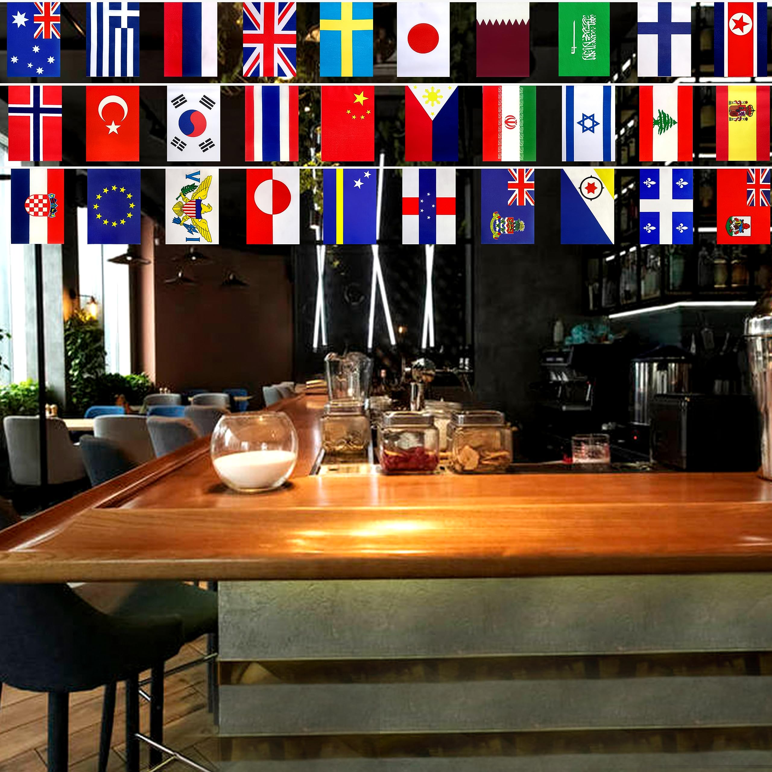 LUSEOAN 224 Different Countries International String Flags Banner of the World Small Mini Bunting Banners for Grand Opening,Bar,School Office,Sports Events,International Festival Decorations,All Countries Flags,220 Feet - Image 5