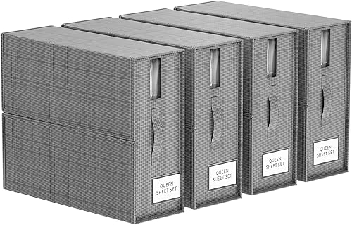 SheetCube - Juego de sábanas organizador de 4 unidades (tamaño Queen o King), organizadores de sábanas plegables y almacenamiento. Organizador de