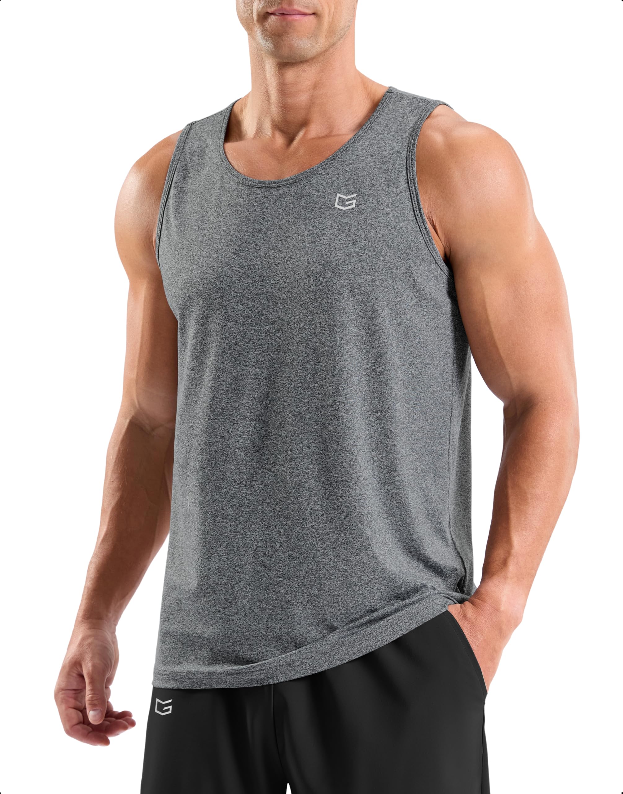 G Gradual Men's Workout Tank Tops Sleeveless Muscle Shirts Summer UPF 50+ Quick Dry Shirts for Men Athletic Running Gym