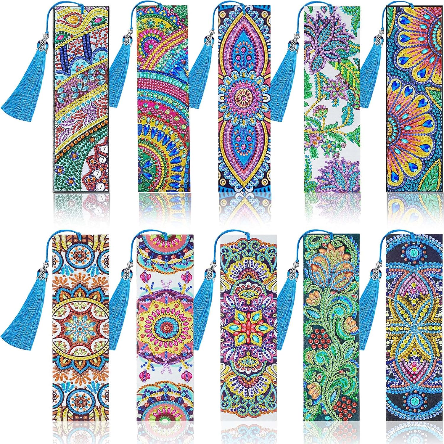 Zonon 10 Pieces Diamond Bookmark DIY Painting Bookmark 5D