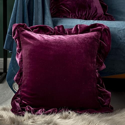 Miniatura 2 de Glory Season Funda de almohada de terciopelo suave, decorativa, lujosa, cuadrada, sólida, para sofá, dormitorio, granja, paquete de 2, 18 x 18