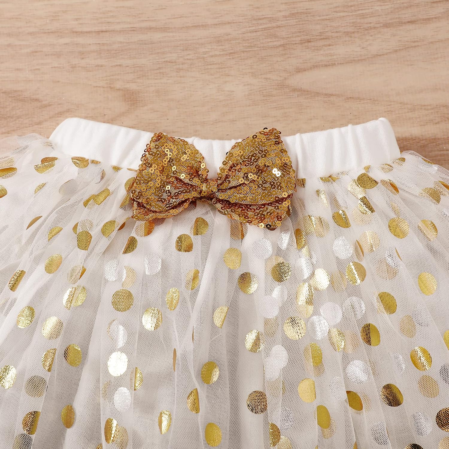 Toddler Kids Baby Girls Birthday Princess Outfits Long Sleeve Shirt Polka Dots Tulle Tutu Dress Skirt Set 2Pcs