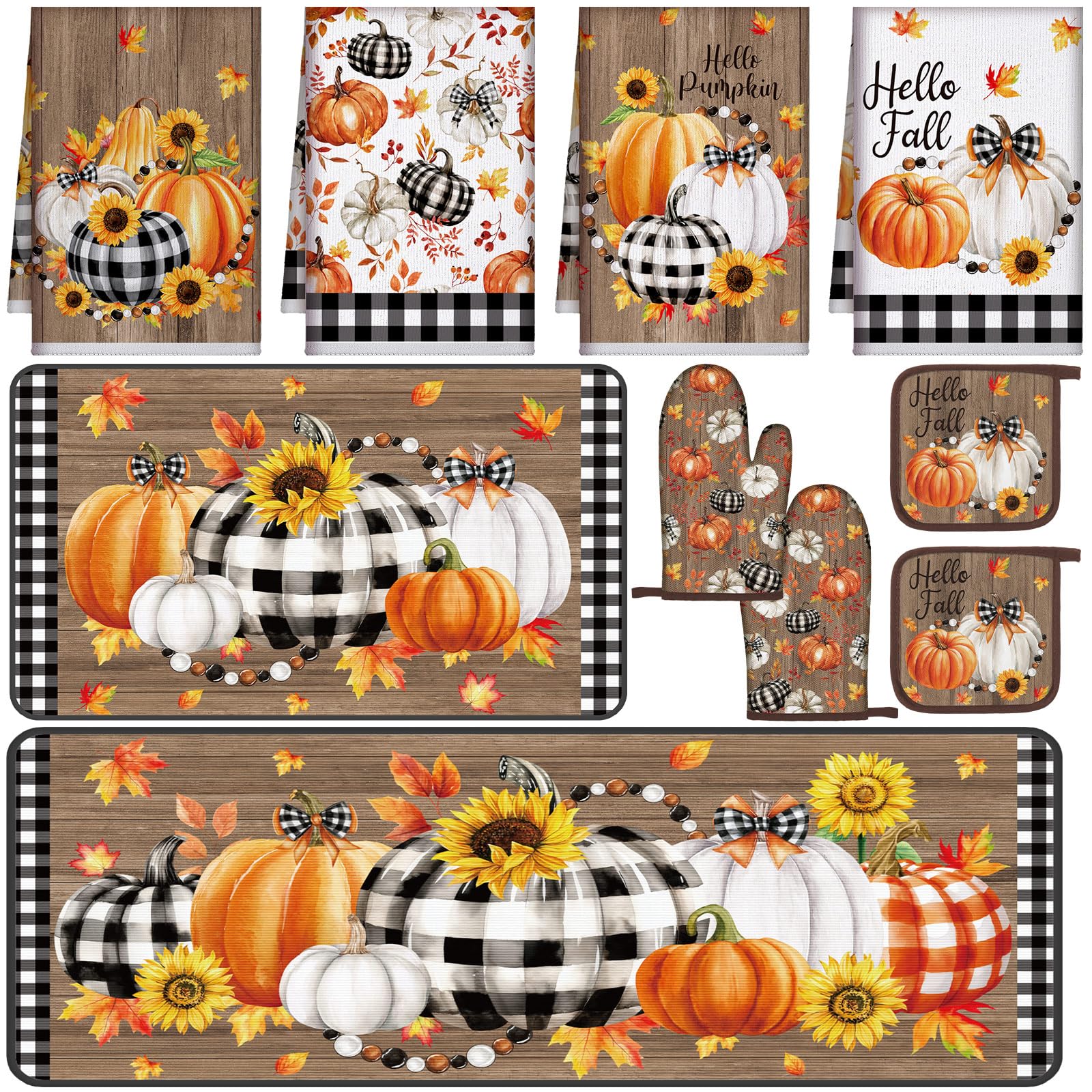 Fourluoo 10 Pcs Thanksgiving Kitchen Decor Fall Pumpkin Kitc -19 Fourluoo 10 Pcs Thanksgiving Kitchen Decor Fall Pumpkin Kitc -19