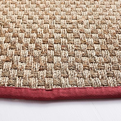 Vista 355 de SAFAVIEH Natural Fiber NF114A - Alfombra de hierba marina, tejido de canasta, con borde, para zonas de alto tráfico, sala de estar, dormitorio, 2
