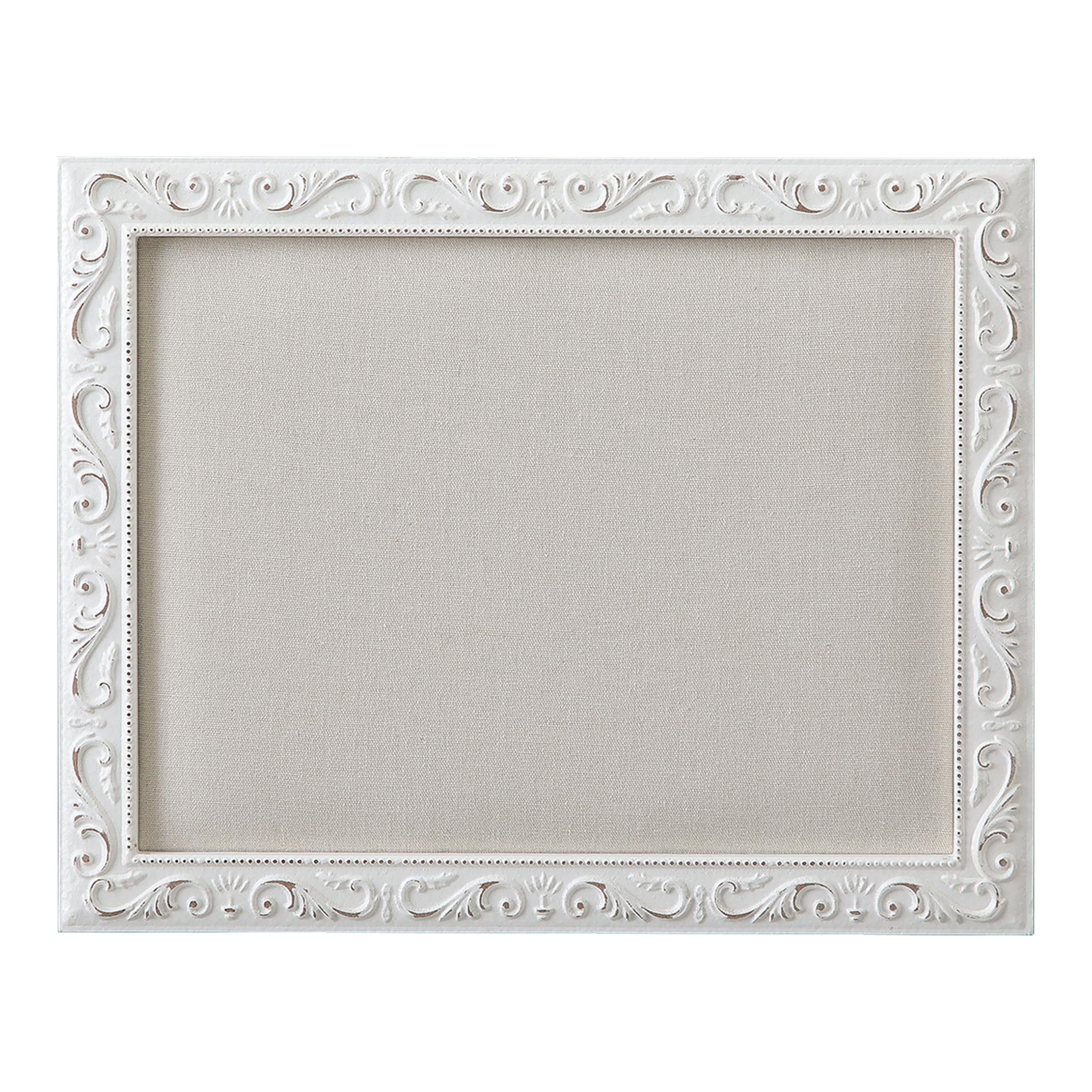 Blanc Vintage Tableau Liege Mural avec Cadre en Bois 40 x 32 cm,Tableau d'Affichage Liège Rustique, Petit Tableau pour Épingles