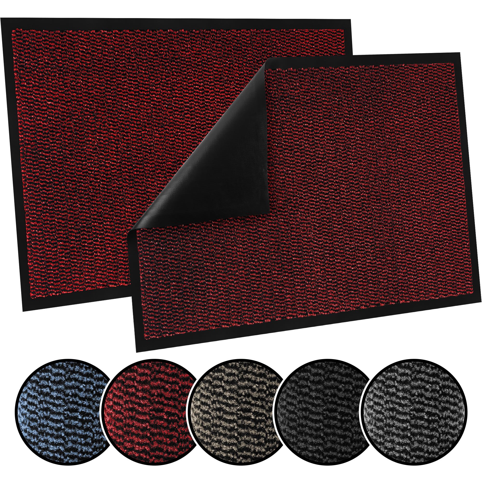 TrendMakers Door Mat Indoor & Outdoor Non-Slip Rubber Backed door mats indoor Super Absorbent Washable Dirt Trapper doormats - Durable & wrinkle-free Barrier Rug (Wine Red/Black - 60cm x 90cm) — image 1