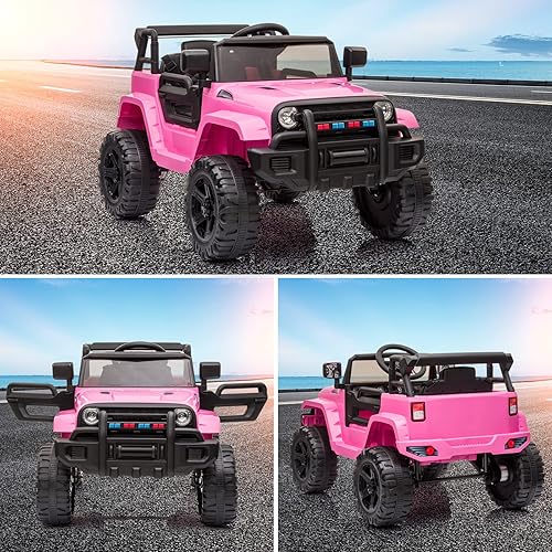 Miniatura 18 de VALUE BOX Camión de paseo para niños, control remoto 2.4G, automóvil eléctrico para niños, batería de 12 V, vehículos motorizados de 3 a 5 años