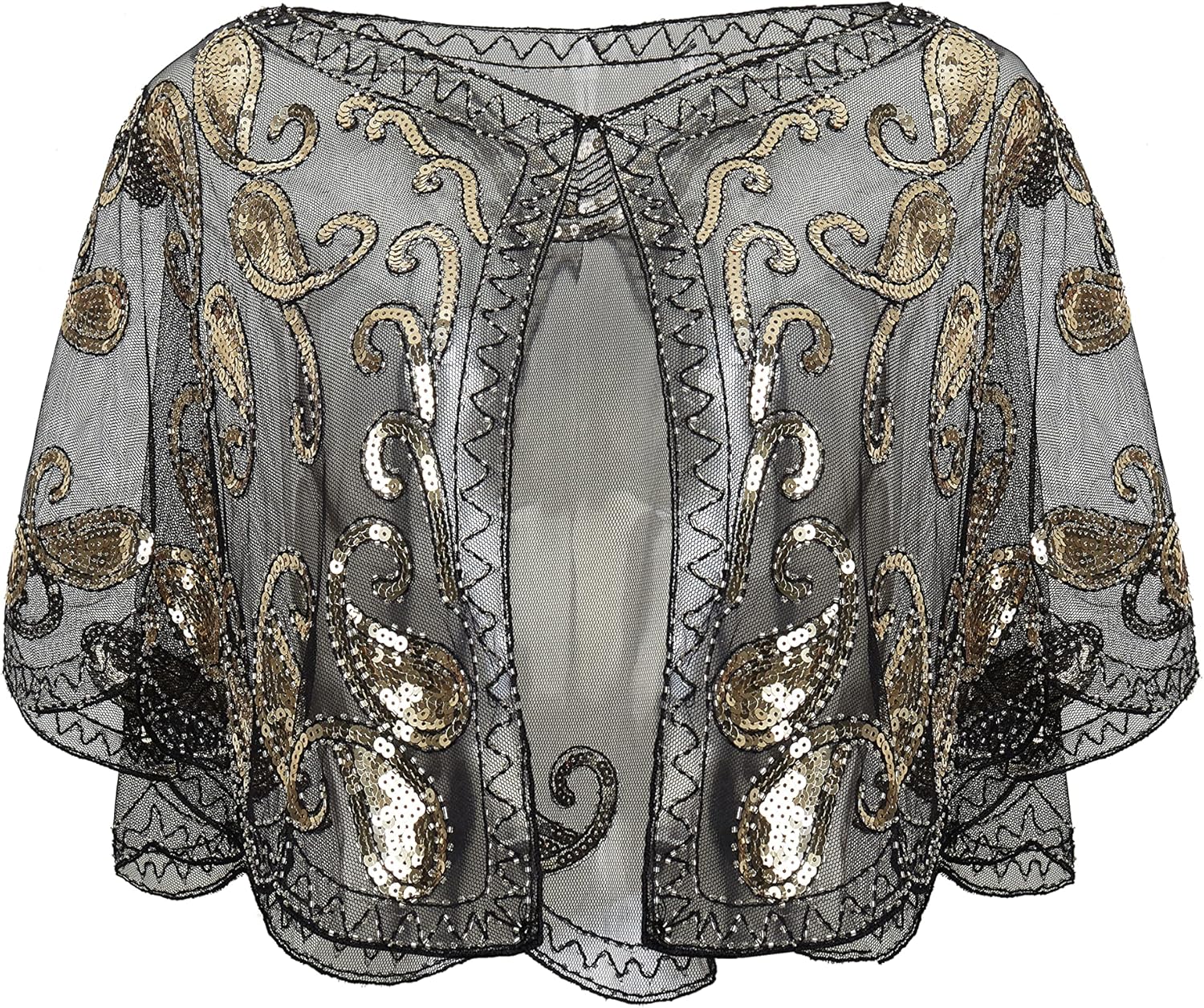 BABEYOND 1920s Shawl Wraps Sequin Beaded Evening Cape Bridal Shawl Bolero Flapper Cover Up