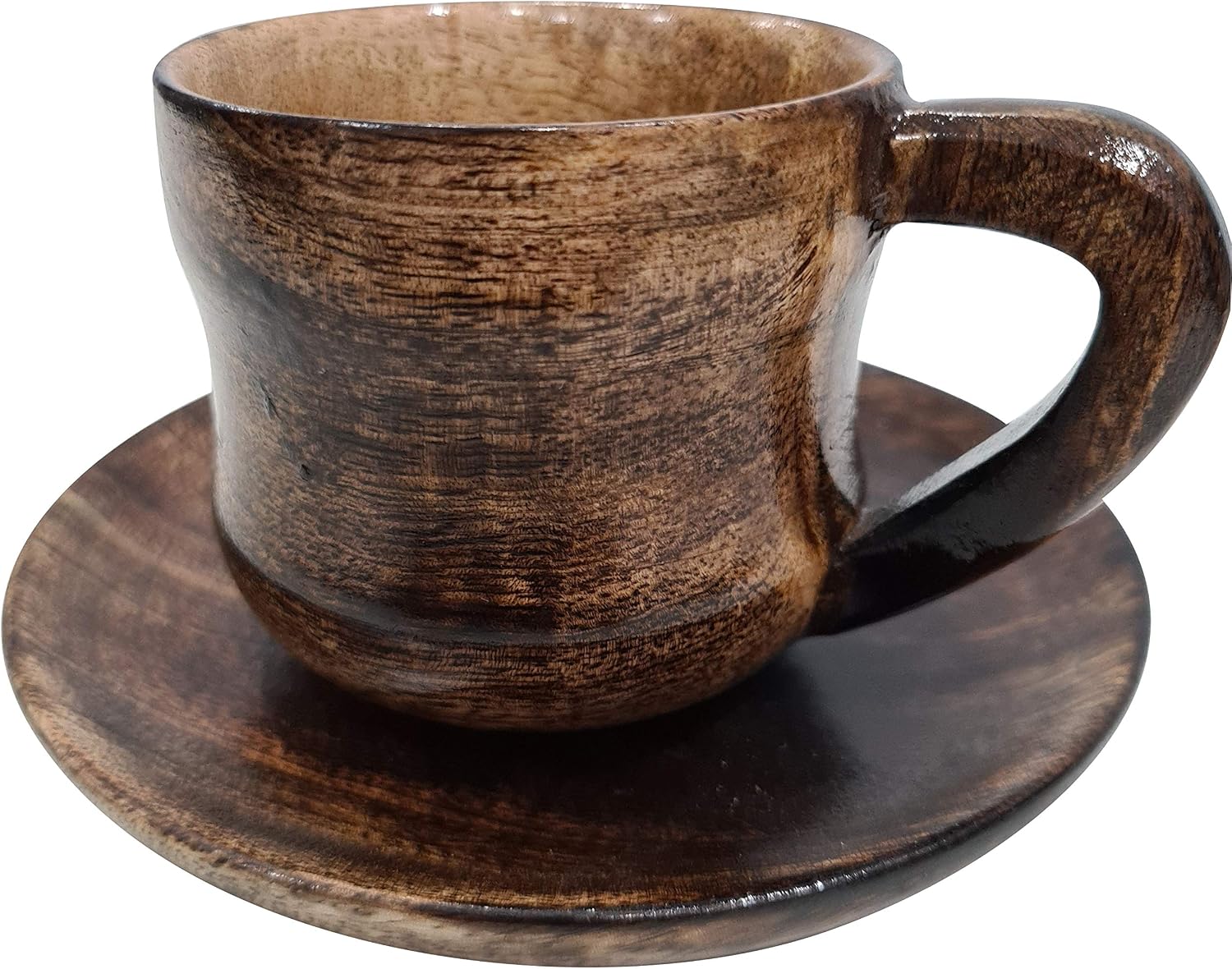 collectiblesBuy Eco-Friendly Espresso Wooden Cup With Saucer Coffee Tea Drinking Tableware Rustic Handcrafted Natural Retro Style