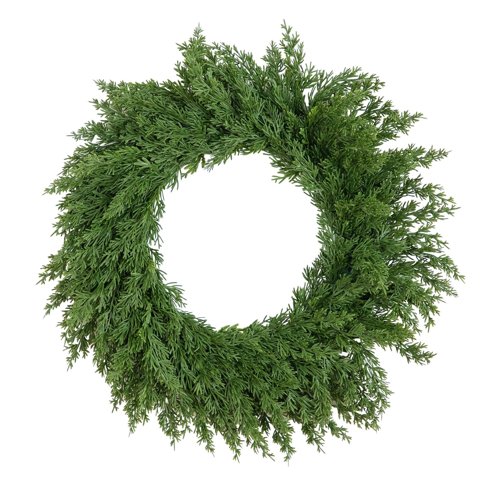 Nearly Natural 18in. Artificial Real Touch Cedar Wreath, Door Decor
