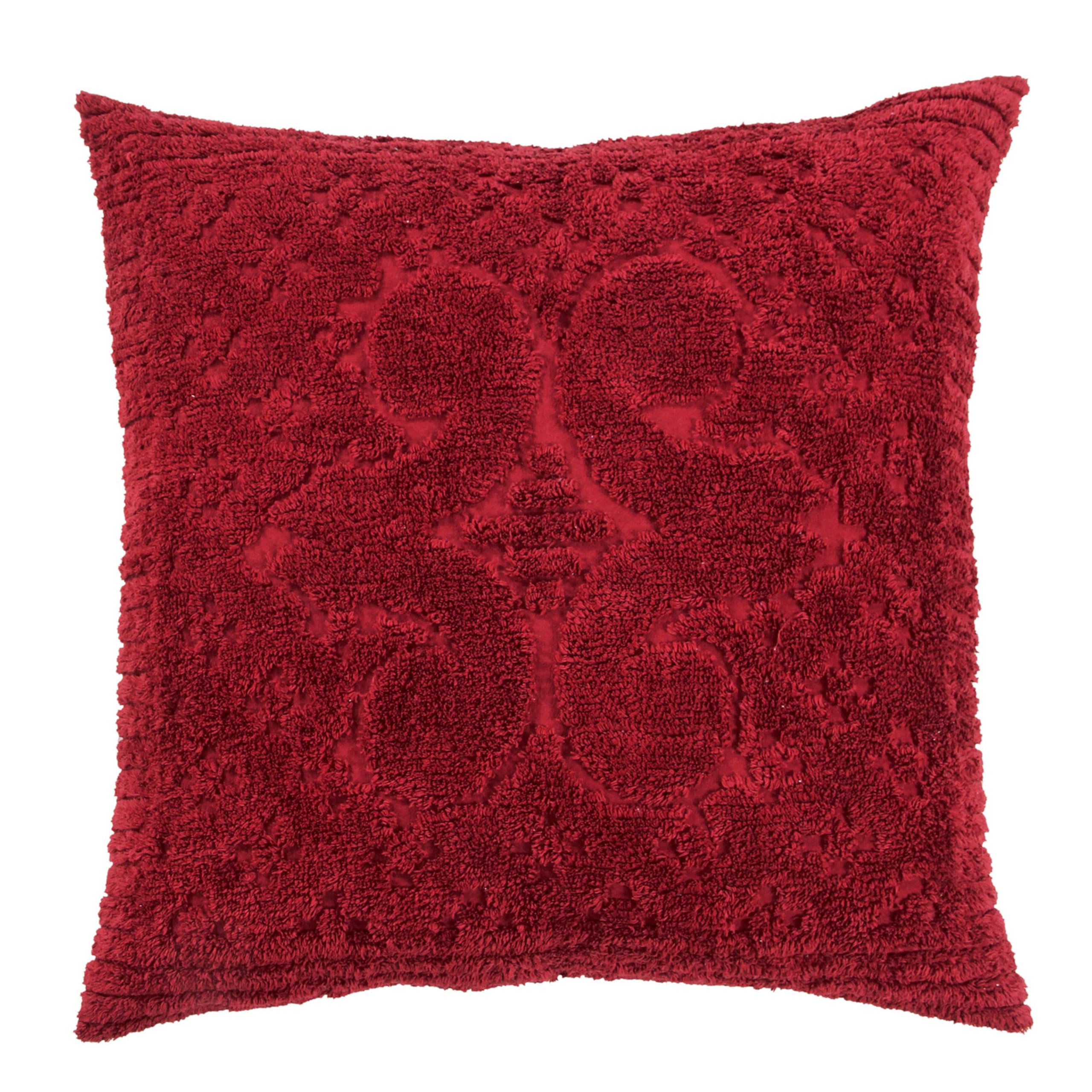 Better Trends Burgundy Euro Sham 100% Cotton Chenille Bedspread Sham, Soft and Cozy Tufted Tumble Dry (26x26 Euro Sham) Ashton Collection