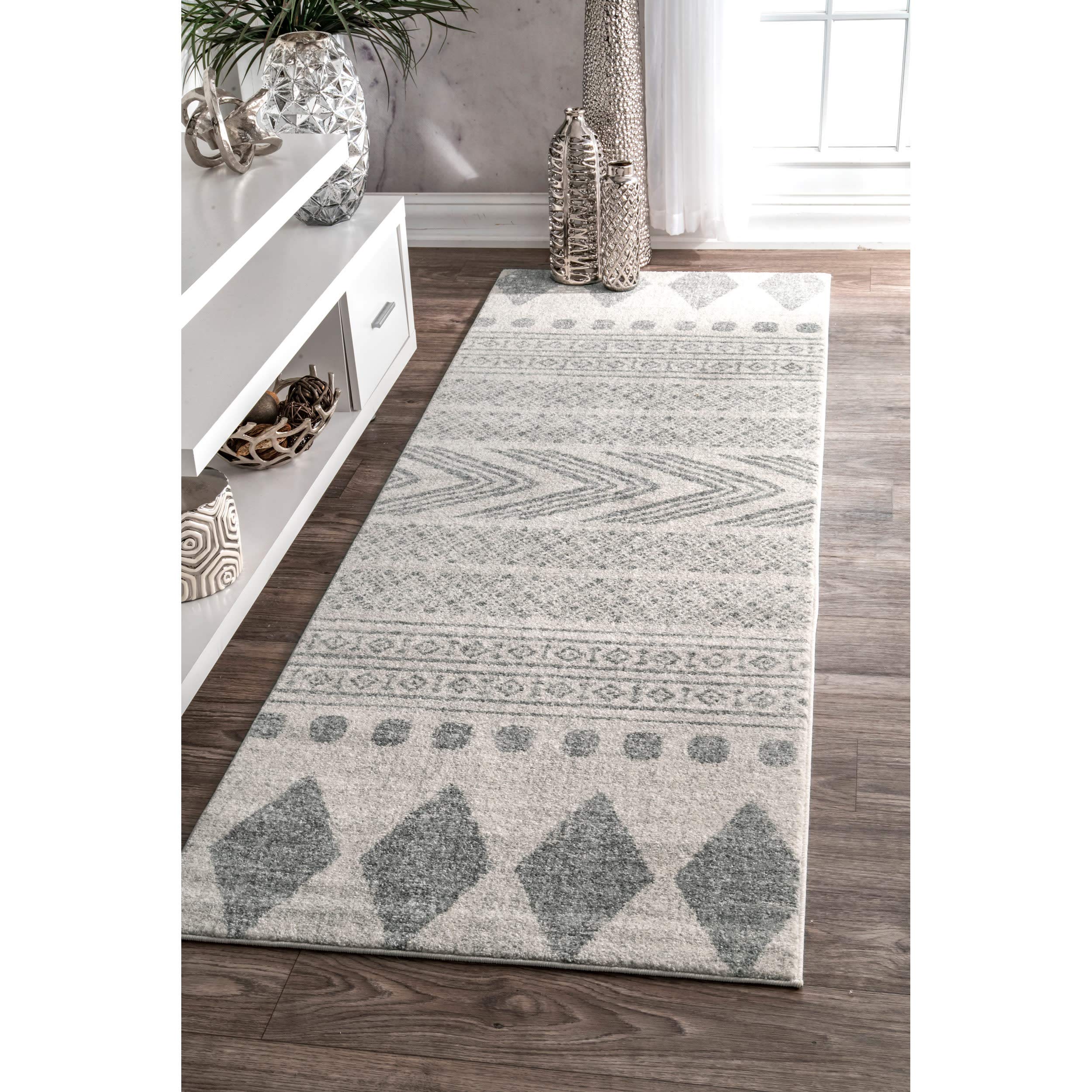 nuLOOM Shaina Tribal Runner Rug 2' 6" x 6' Grey 2' 6" x 6' Rectangul | amzdealz