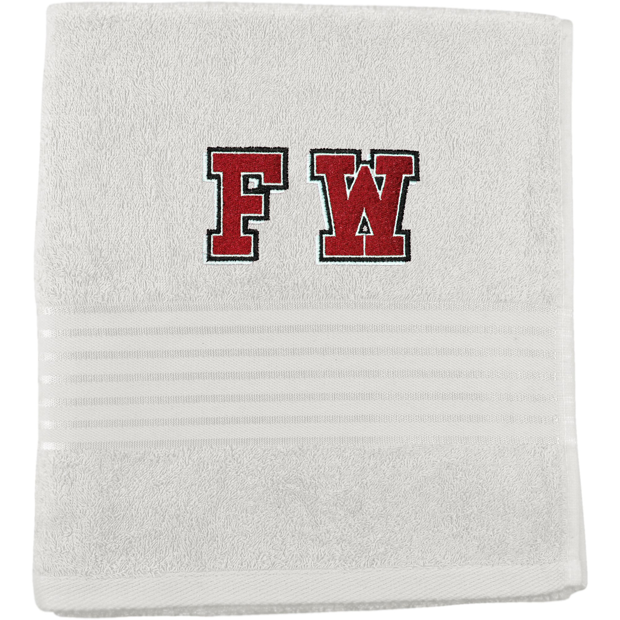 TeddyT's Personalised Sports Initials Towel (White with Red)