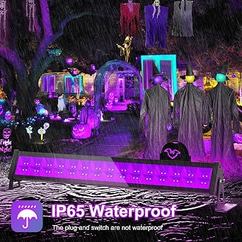 NATPOW 36W UV Lights Bar, UV Black Lights for Parties, 400 nm- 405 nm LED UV Stage Light, IP66 Waterproof UV Blacklight Party Decoration Lighting for Fluorescent Party,Halloween,Christmas(2 Pack) [Energy Class A+]