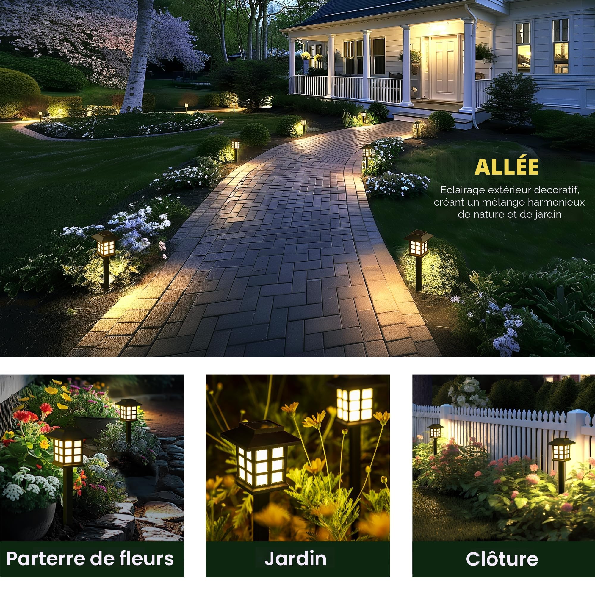 GIGALUMI Lumières solaires d'extérieur, 12 packs de lumières solaires LED d'extérieur, étanches, pour le jardin, le paysage, le chemin, la cour, le patio, l'allée (blanc chaud)