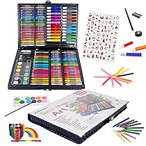 KINSPORY 278 pezzi valigetta colori bambina, pittura valigetta per bambini, Set per disegno, kit disegno acquarellabili bambini (Bianco)