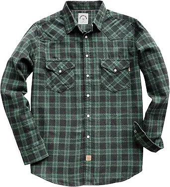 Dubinik flannel shirt for men western pearl snap long sleeve plaid
